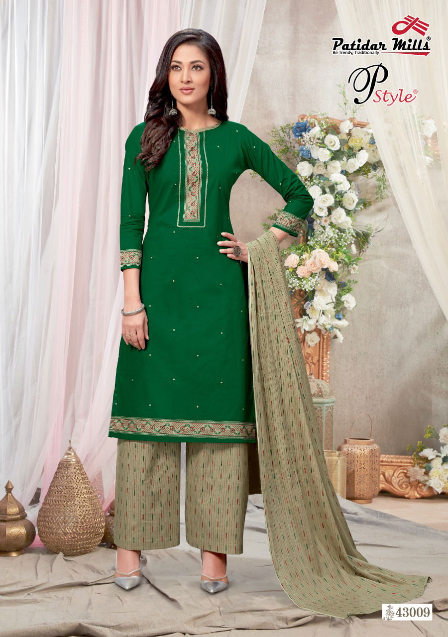 Patidar P Style 43 Latest Fancy Regular Wear Designer Printed Pure Cotton  Dress Material Collection 

